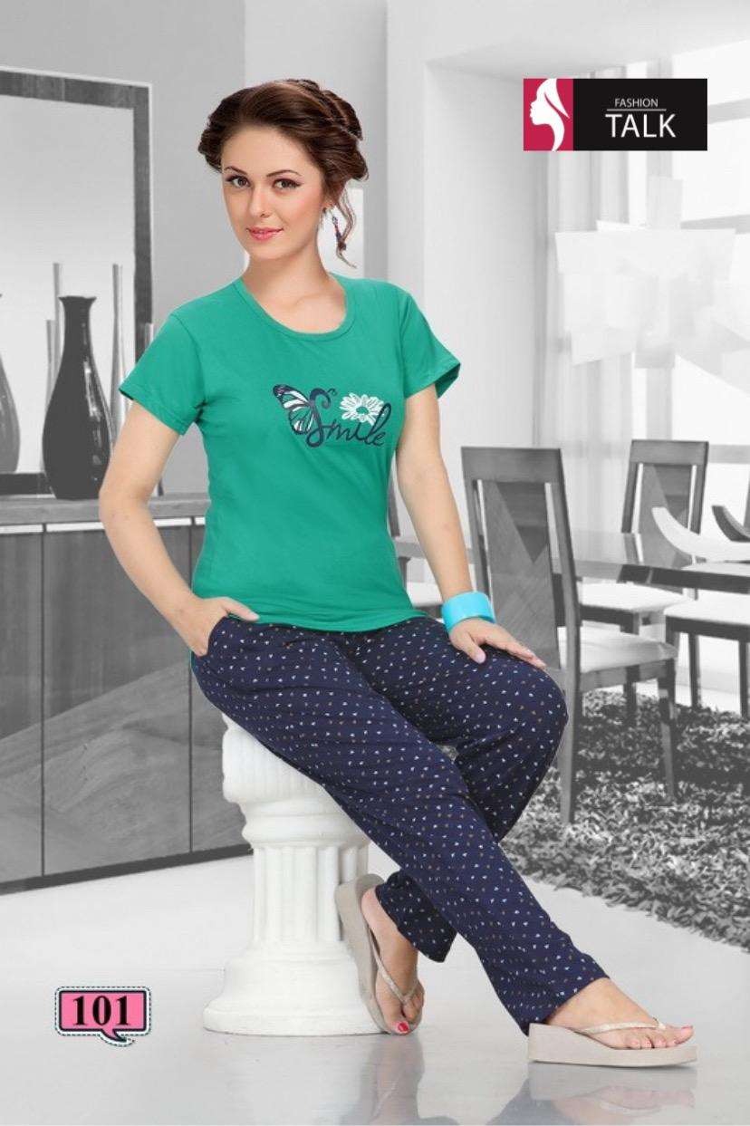 Fashion Talk Indigo Shinker Ns Vol-101 Shinker Hosiery Cotton Night Suit