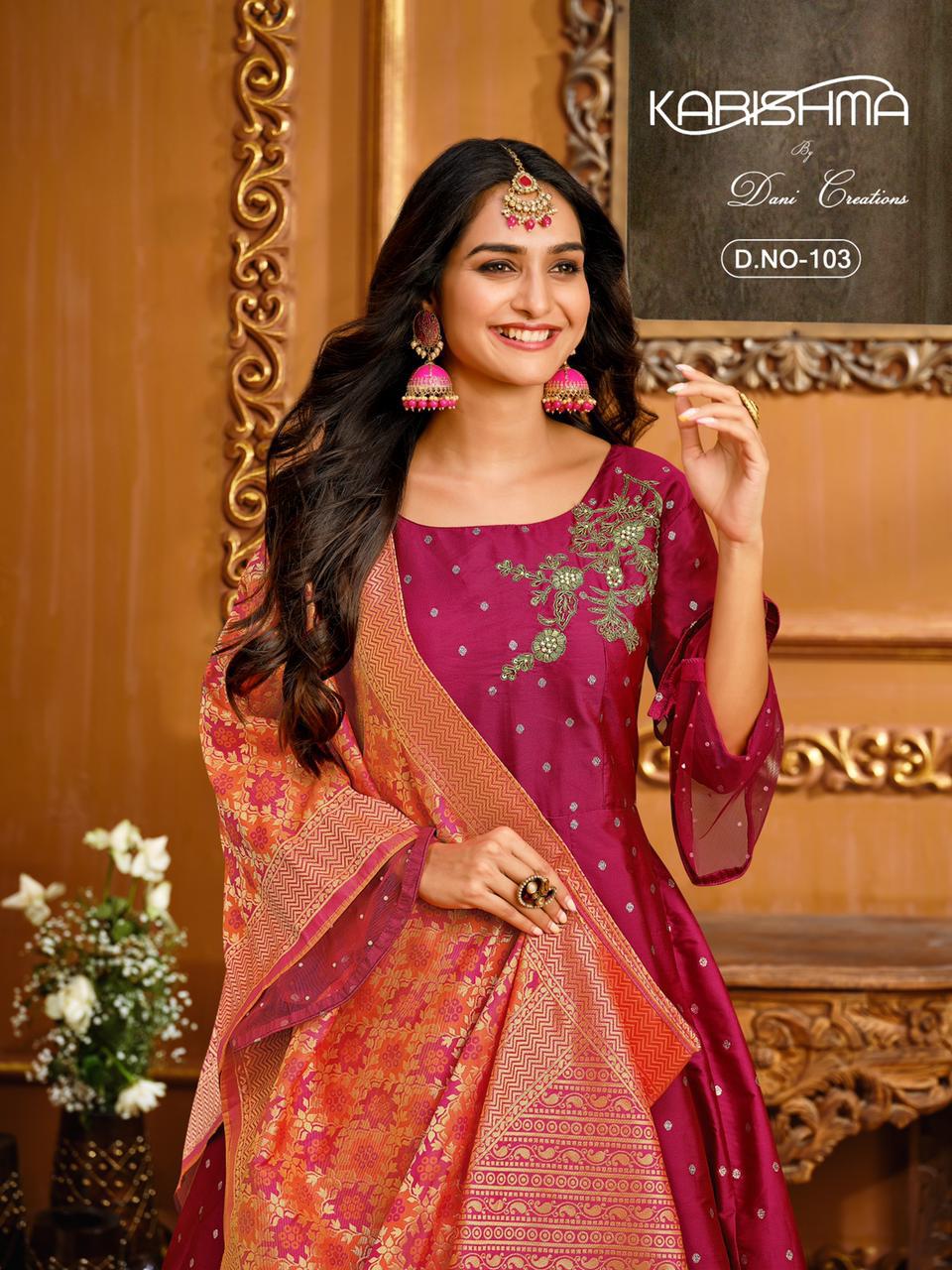 Dani Creations Karishma Designer Tafeta Butti Suit