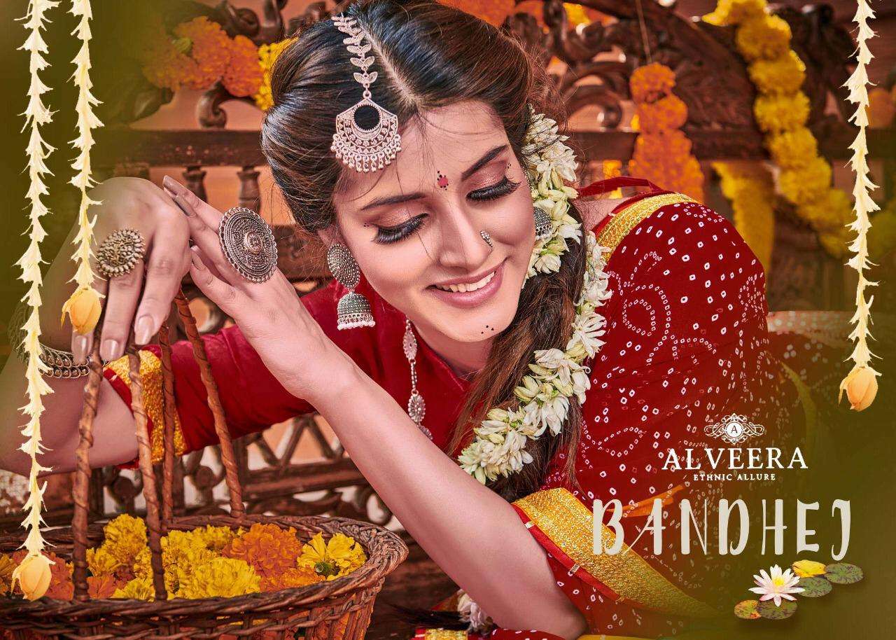 Alveera Bandhej Series 1001-1012 Georgette Embroidery Saree