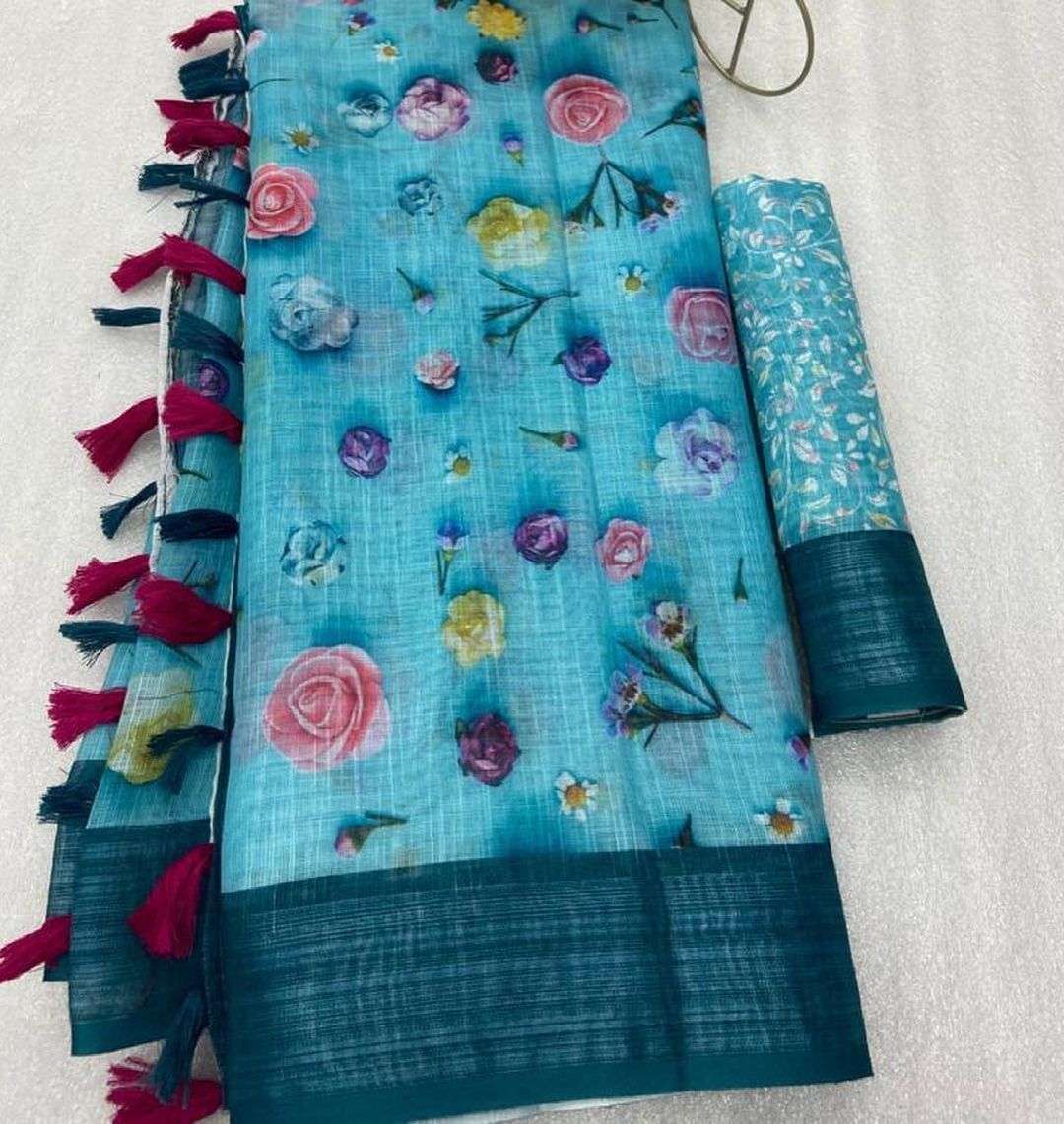 Divya Fashion Linen Print Digital Printed Fancy New Look Saree