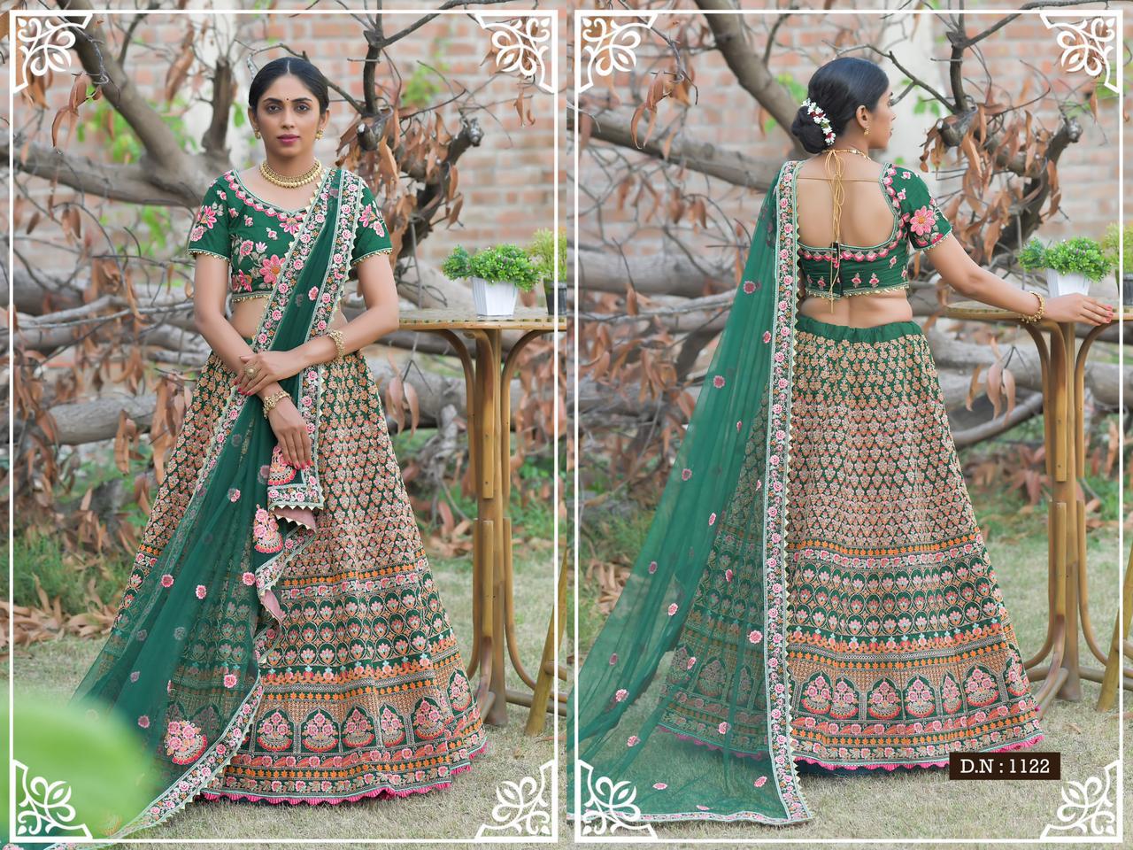 Peafowl-74 Designer Pashmina Silk Lehenga