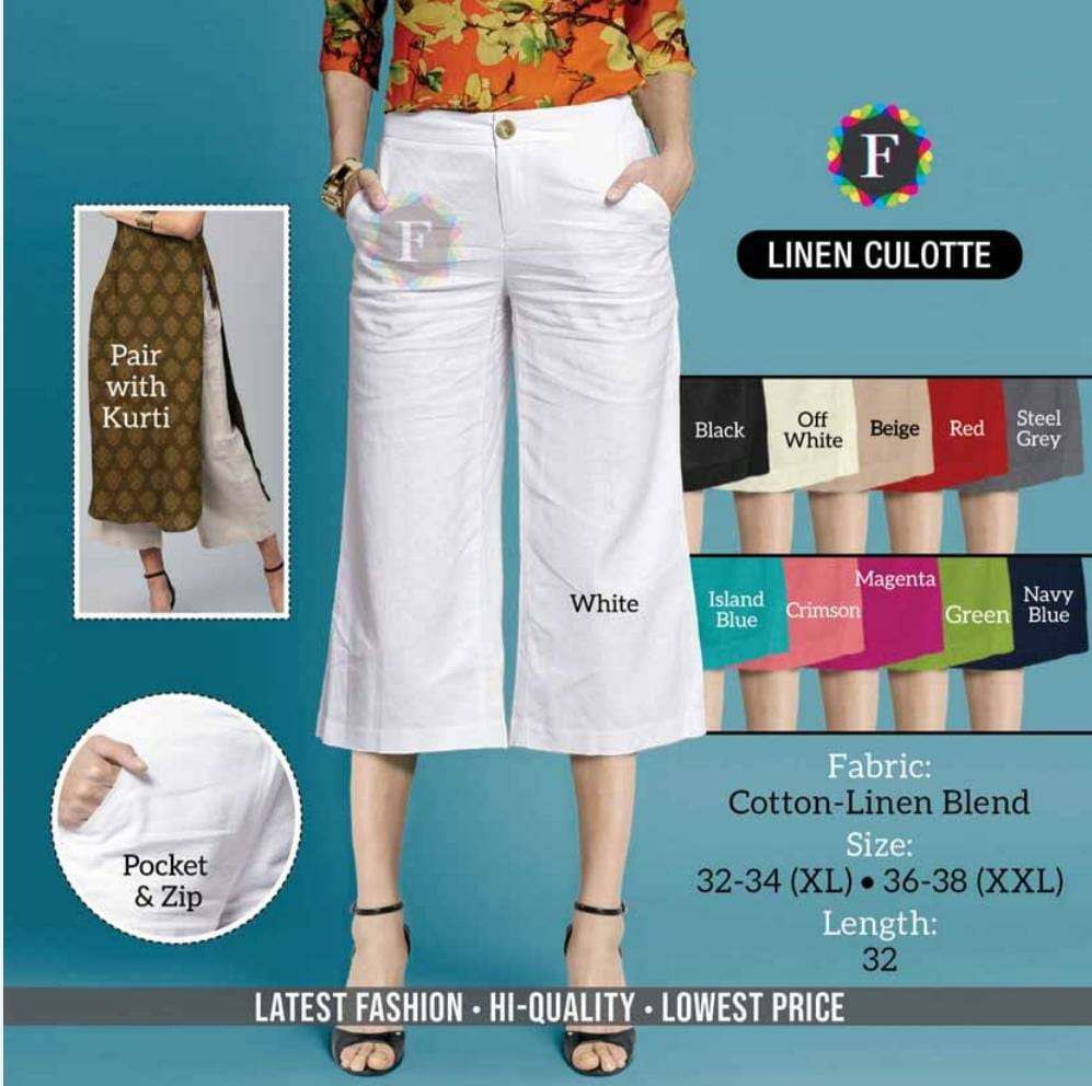 Linen Culotte By K4u Cotton Linen Western Wear Collection