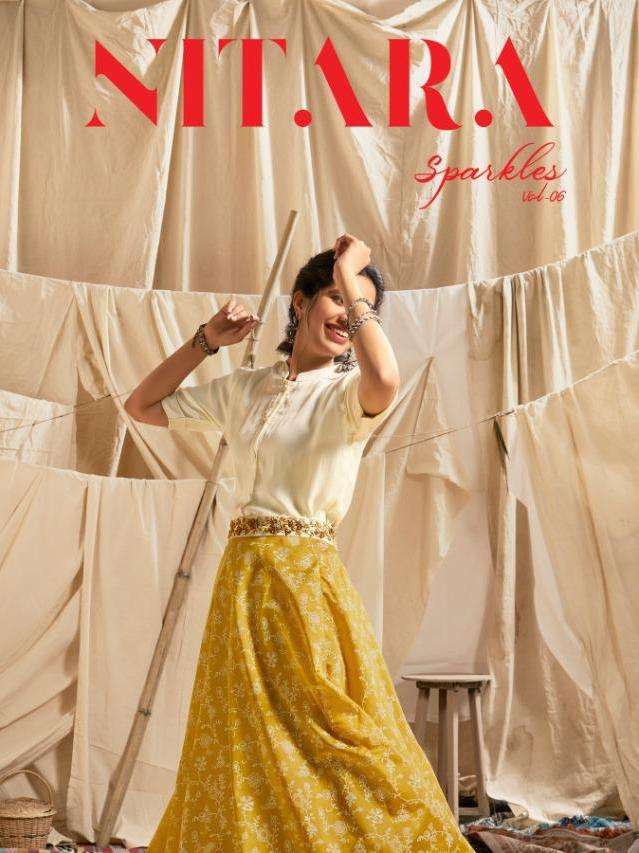 Nitara Sparkles Vol-6 Series 5601-5606 Silk Top With Chanderi Skirt