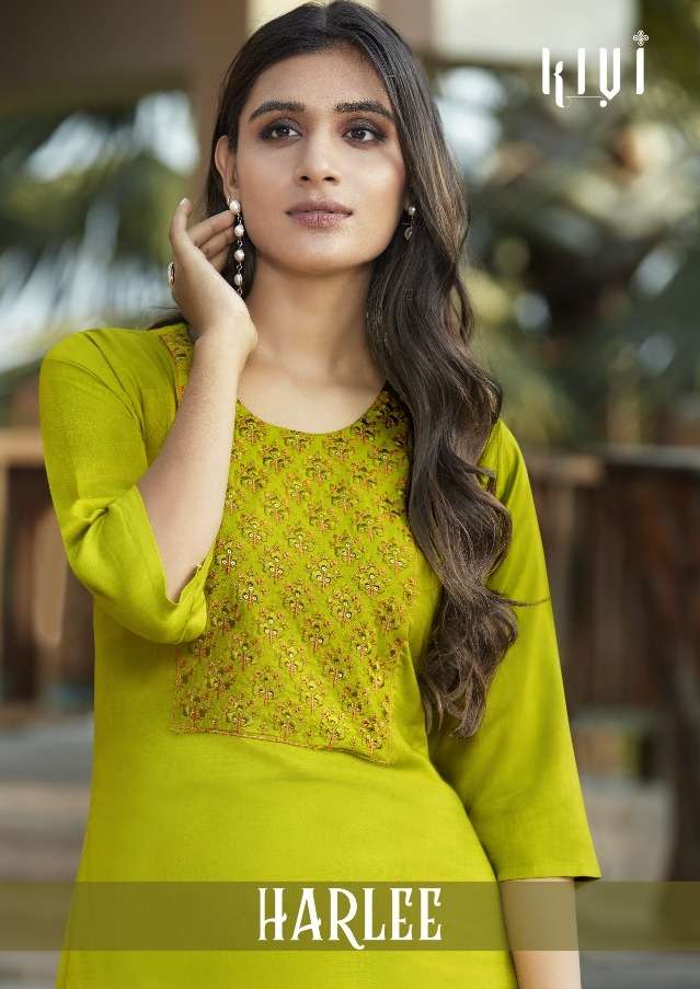 Kalaroop Harlee Series 12593-12598 Rayon Embroidery Kurtis