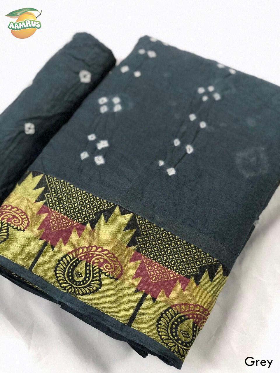 Bt-14 Designer Pure Bandhni Cotton Silk Saree
