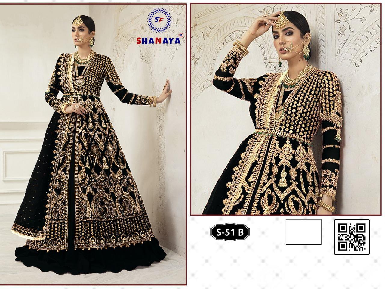 Shanaya Fashion Rose Bridel S-51 Designer Heavy Butterfly Net Suit