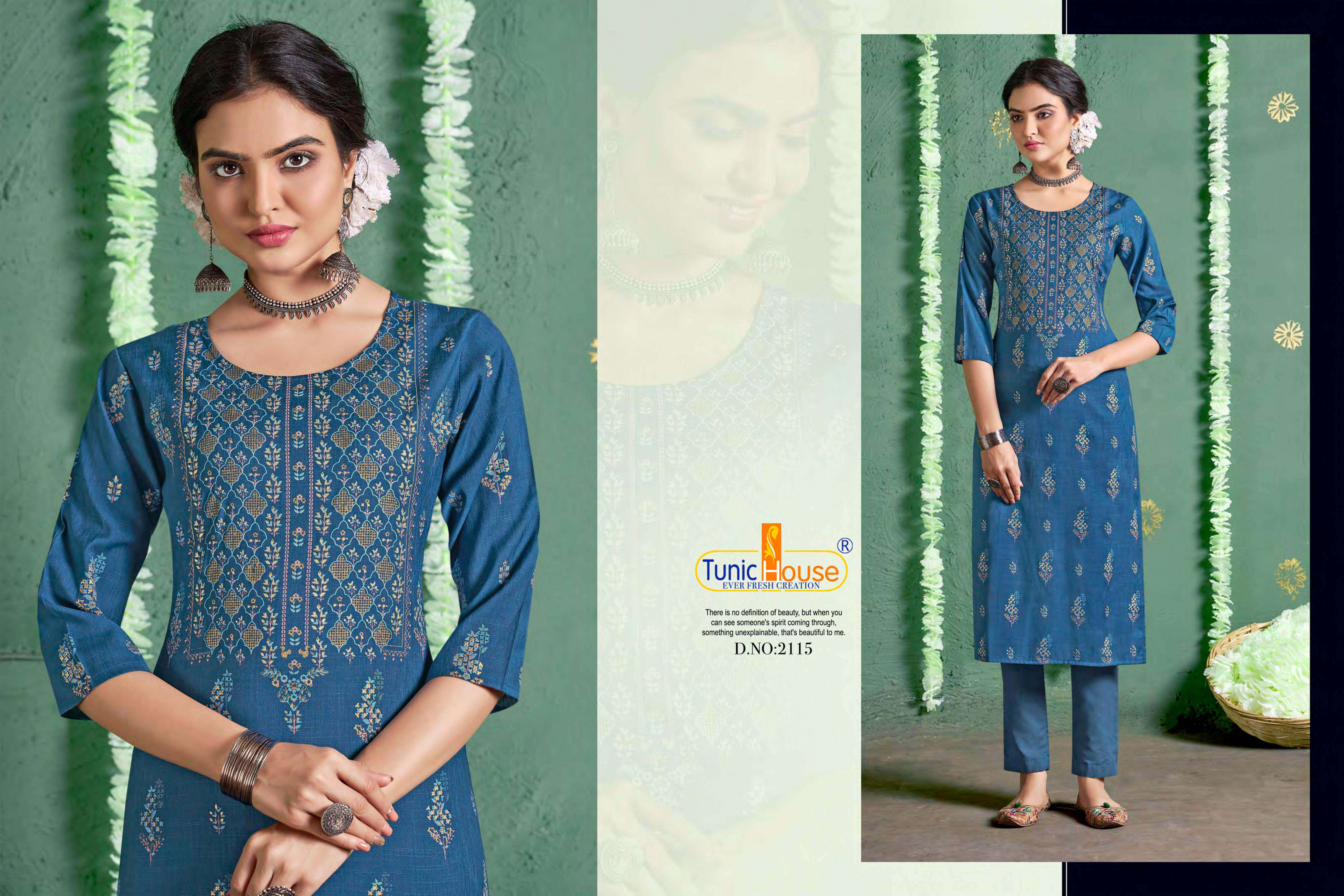 Tunic House Nigaah Foil Nx Series 2113-2117 Classic Foil Print Kurti