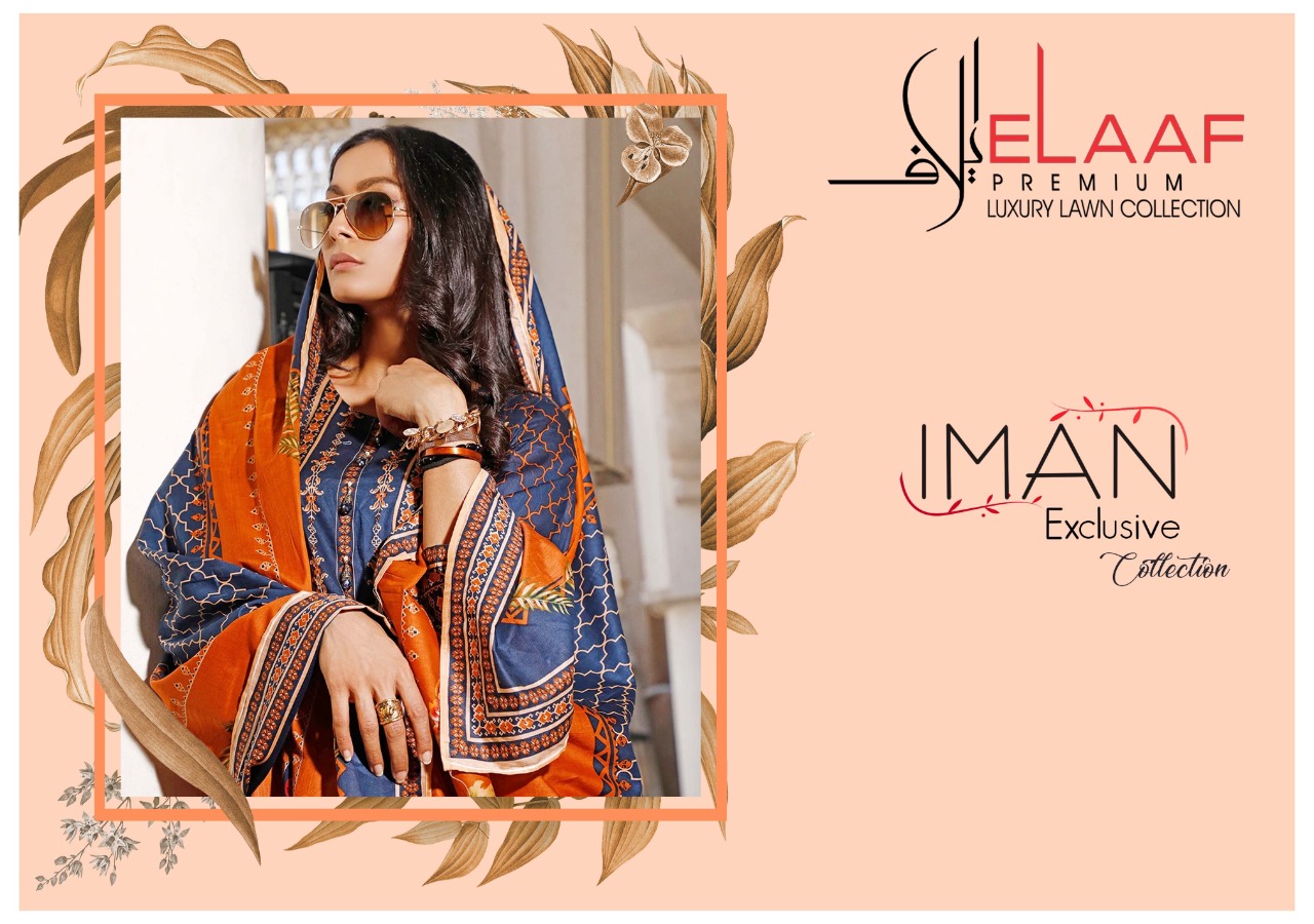 Iman Elaaf Premium Collection Lawn Collection Pure Premium Luxury Lawn Cotton Suit