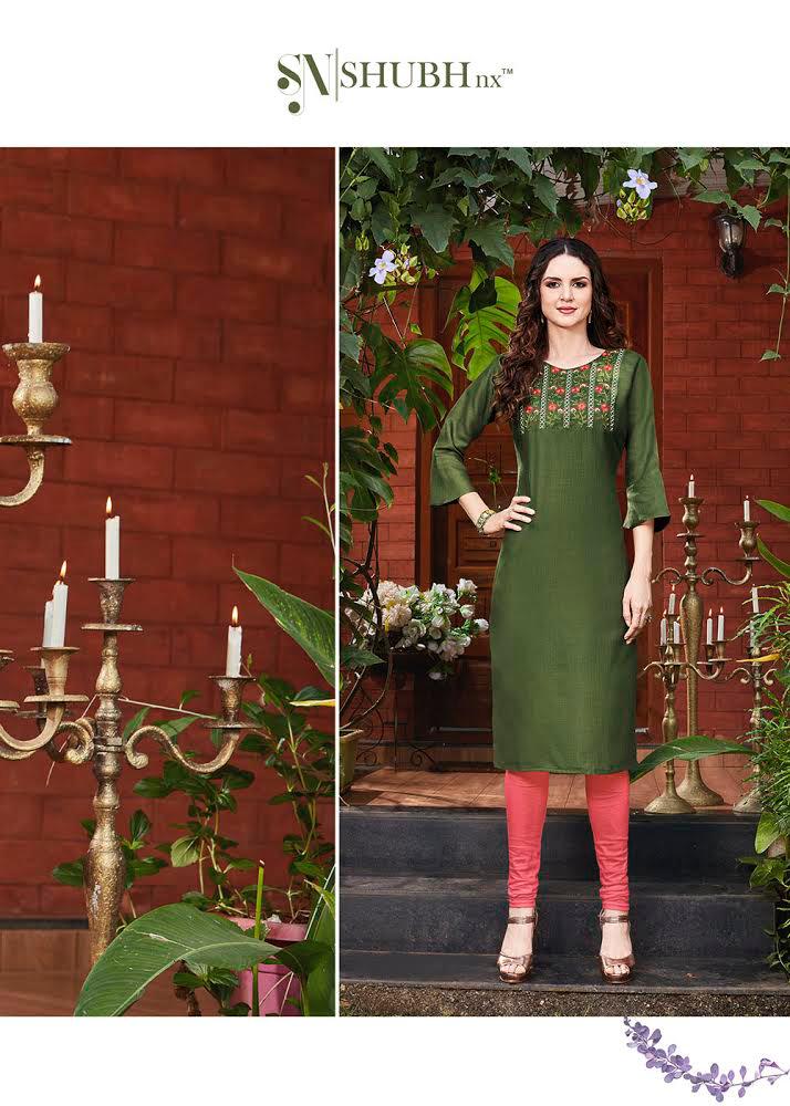 Shubh Nx Anayah Series 1001-1010 Ruby Slub With Embroidery Work Kurti