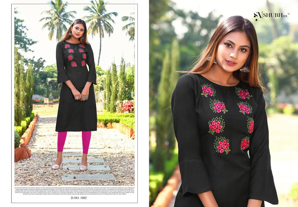 Shubh Nx Dinnar Series 1001-1010 Rubby Slub With Embroidery Work Kurti