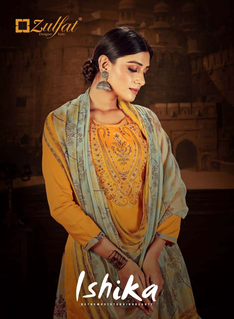 Ishika By Zulfat Jam Cotton Embroidery Ladies Dress Materials