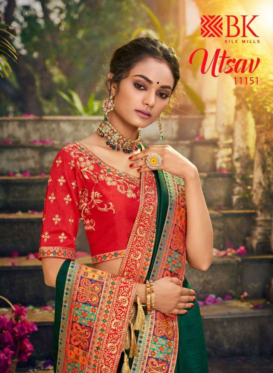 Bk Silk Mills Utsav 11151 Series 1001-1008 Fancy Fabrics Saree