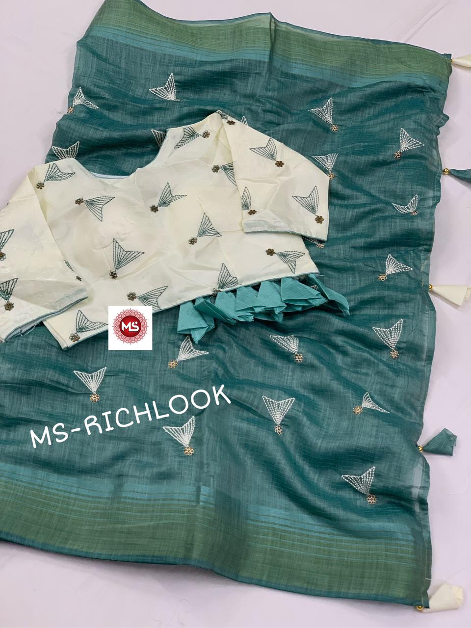 Ms Brand Rich Look Designer Pure Heavy Cotton Saree