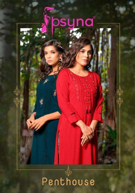 Penthouse By Psyna Rayon Slub Kurti With Pant Collection