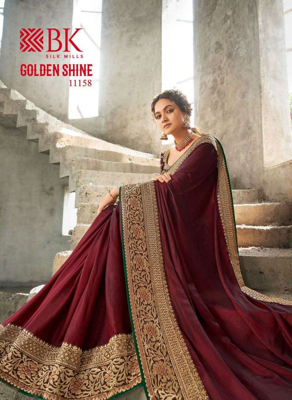 B K Silk Mills Golden Shine 11158 Fancy Saree With Designer Blouse Concept