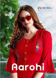 Rahul Nx Aarohi Rayon Slub With Work  Kurti