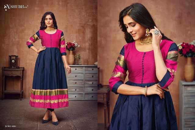 Shubh Nx Peacock Tapeta Satin  Tafeta Jeacqard & Saree Print With Inner Kurti
