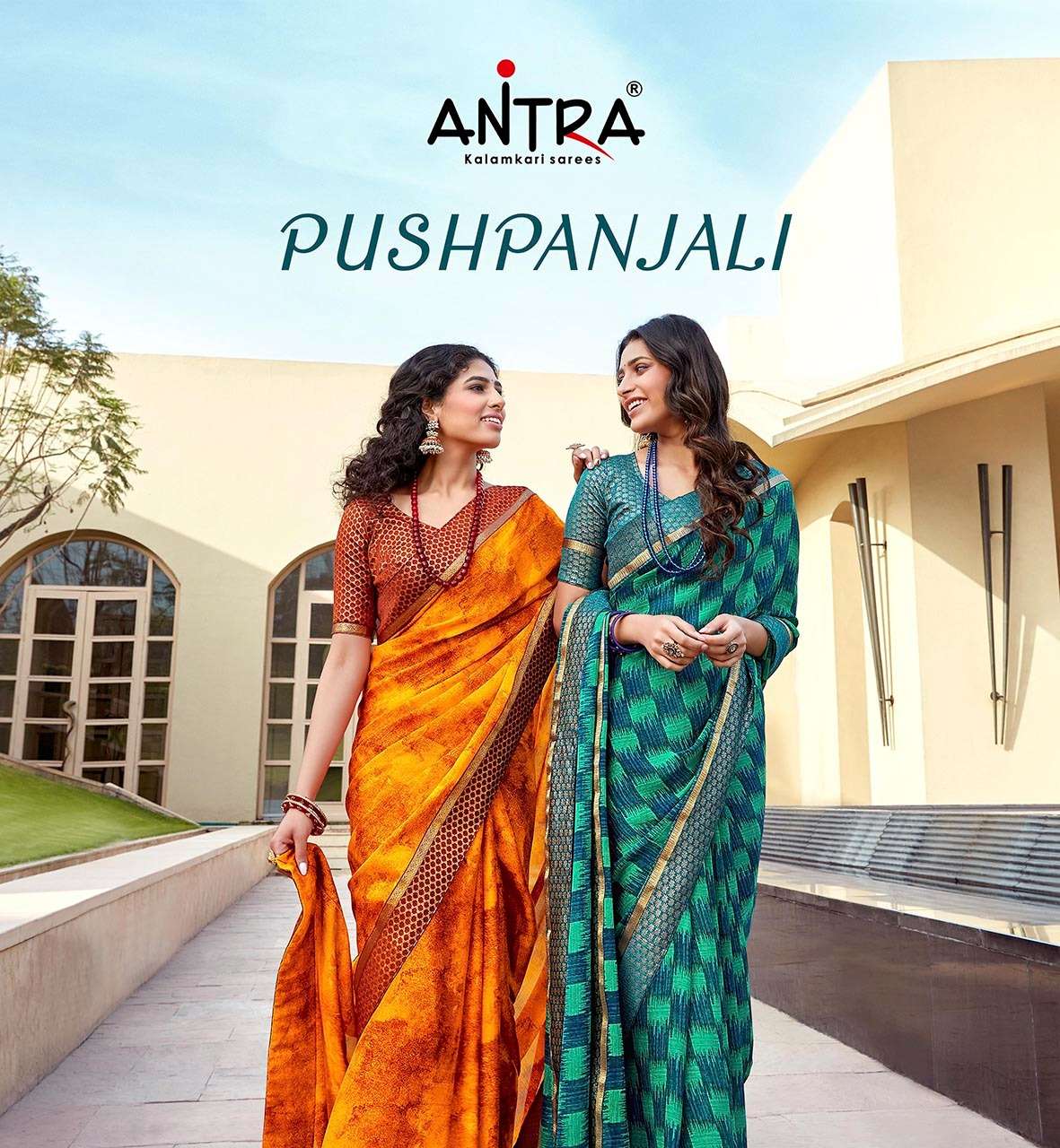 Antra Pushpanjali Chinise Chiffon Printed Fancy Saree