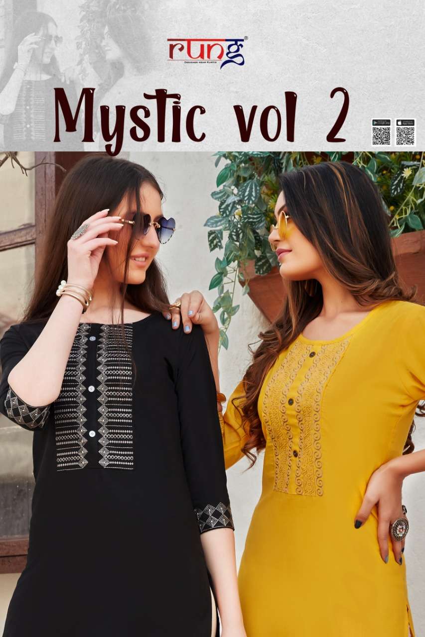 Rung Mystic Vol 2 Slub Embroidery Casual Wear Kurtis