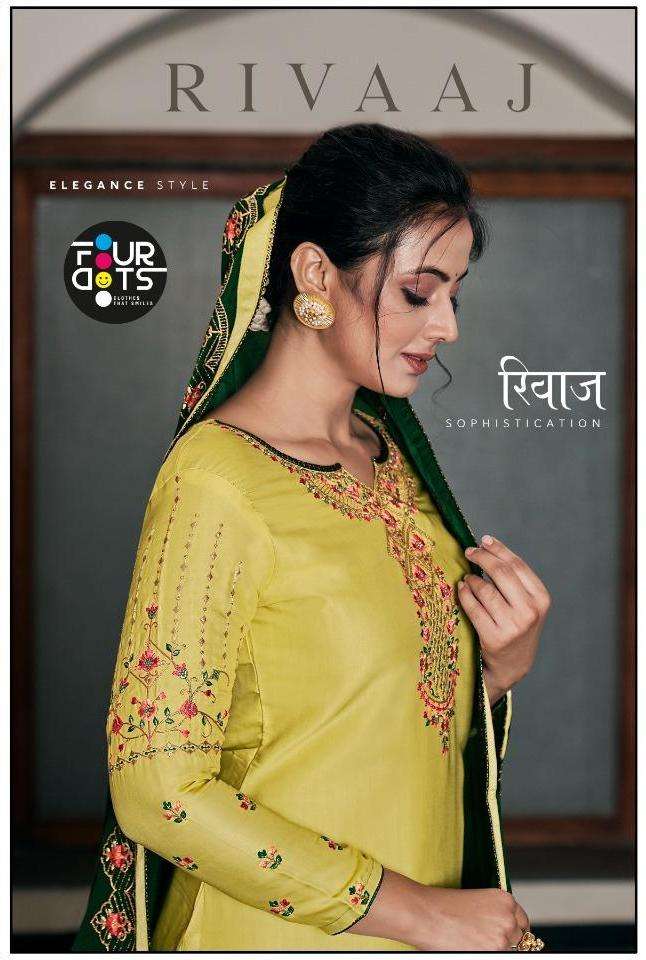 Rivaaj By Fourdots Modal Satin Embroidery Work Fancy Salwar Kameez