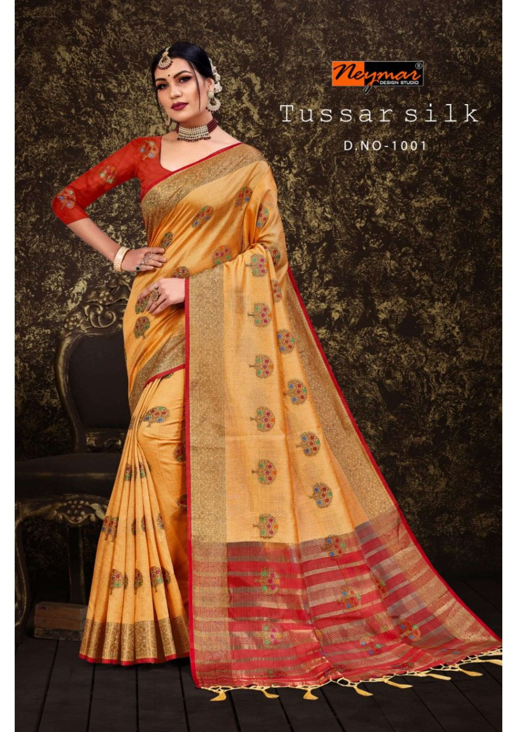 Neymar Design Studio Tussar Silk Fancy Saris Exports