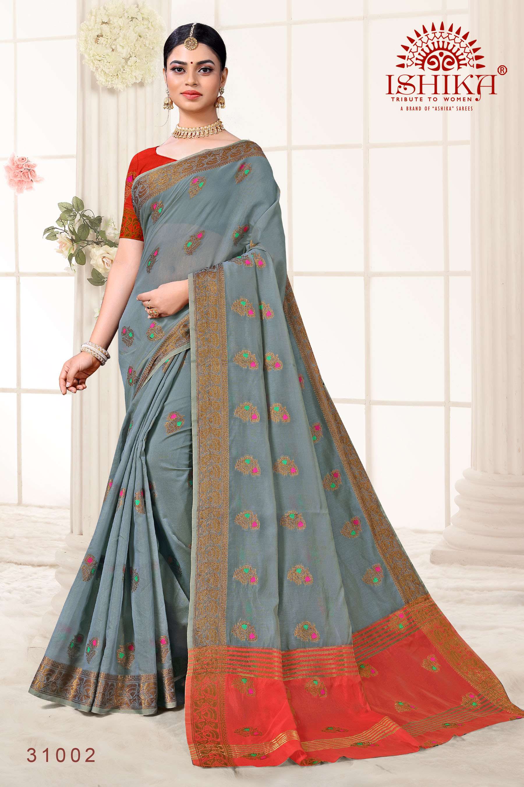 Ishika Sarees Kumkum Series 31001-31008 Cotton Silk Saree
