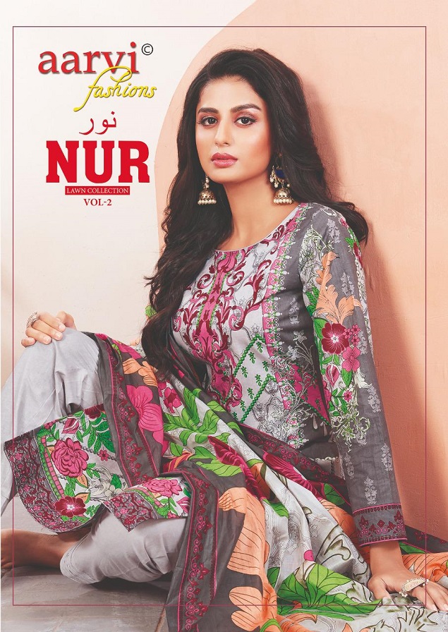 Aarvi Fashion Nur Lawn Collection Vol-2 Series 2001-2010 Pure Cotton Suit