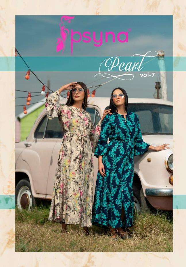 Psyna Pearl Vol-7 Series 7001-7007 Rayon Printed Gown