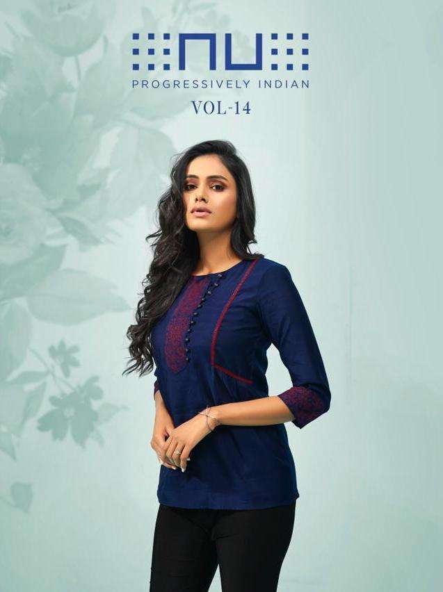 Nu Vol 14 Viscose Silk Embroidery Stylish Short Tops