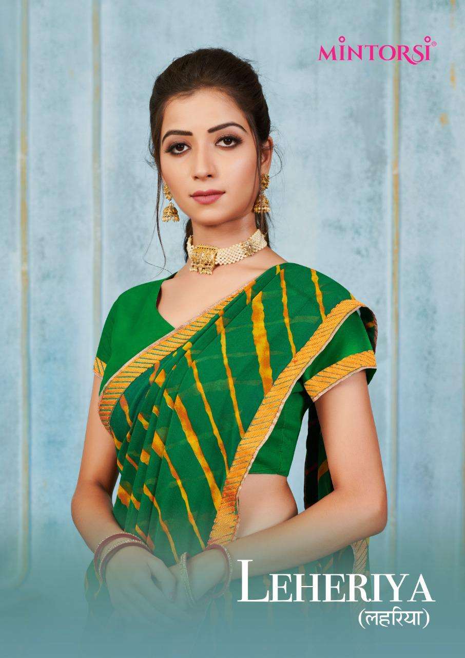 Leheriya By Mintorsi Georgette Printed Bandhej Saree Supplier
