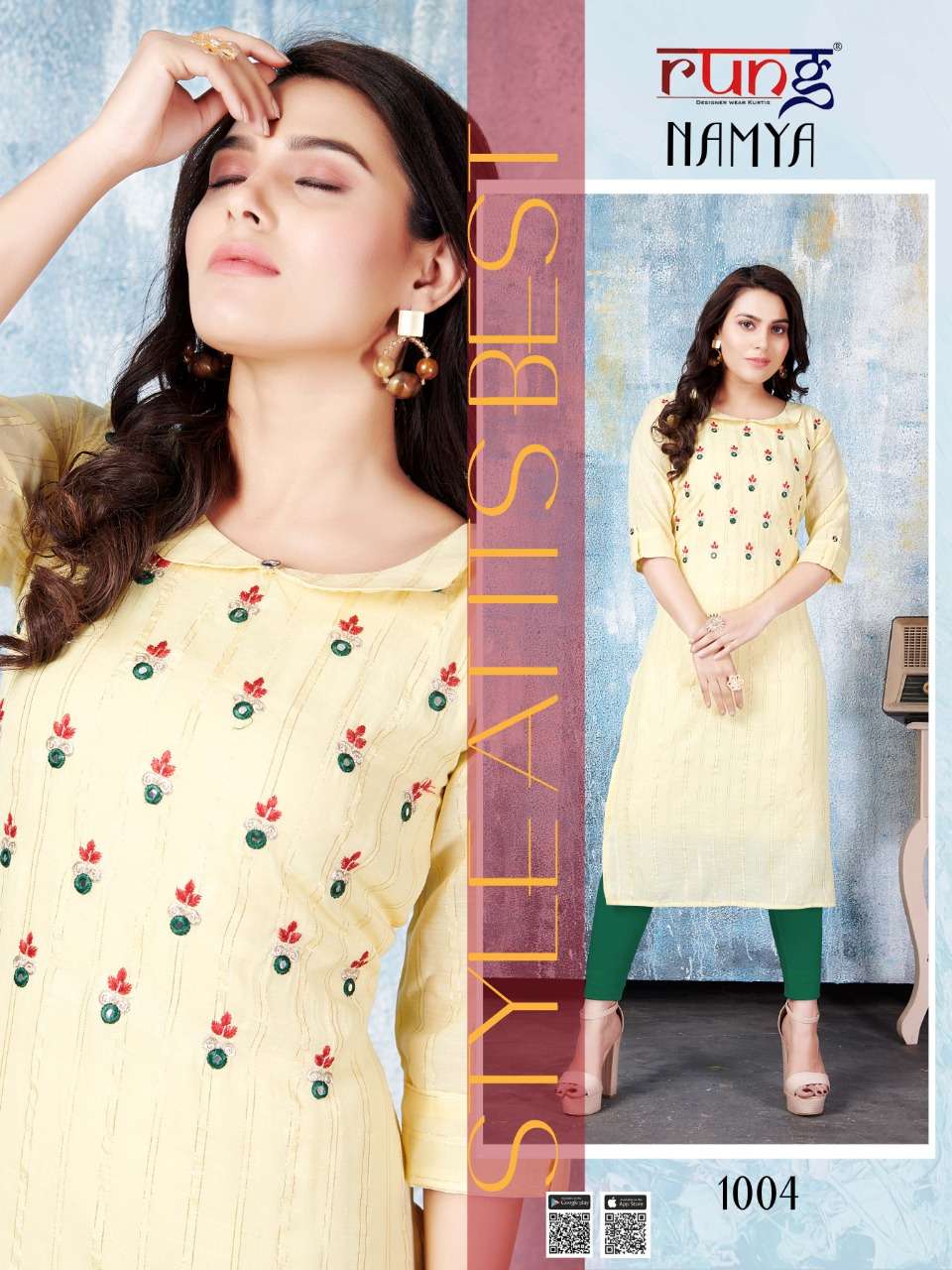 Rung Namya Series 1001-1008 Muslin With Embroidery Kurtis