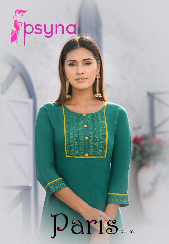 Paris Vol 3 By Psyna Rayon Slub Daily Wear Fancy Kurtis