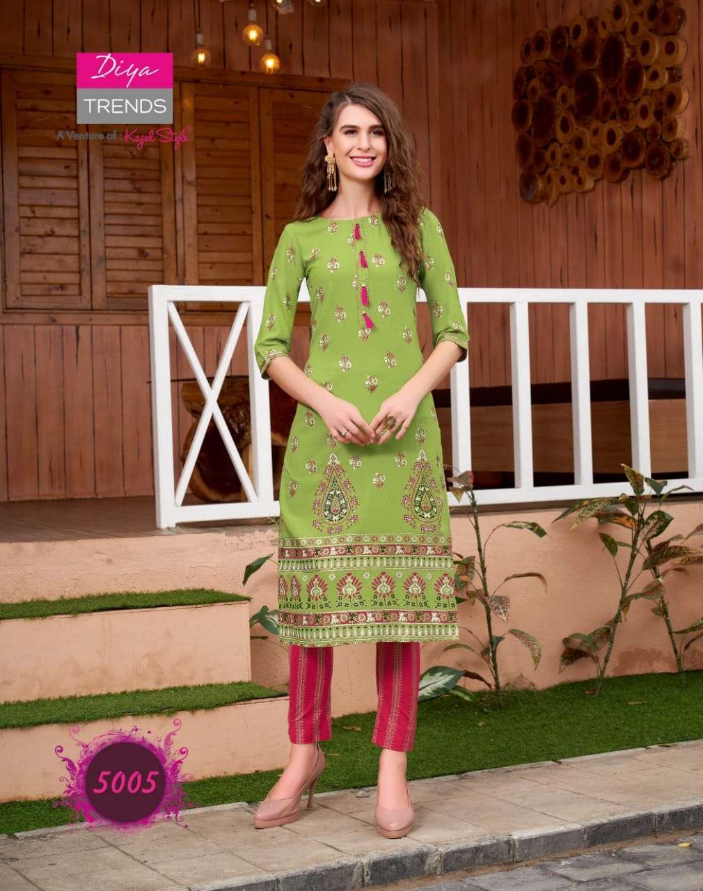 Diya Trendz Fashionista Vol-1 Series 5001-5012 Rayon Kurti With Pant