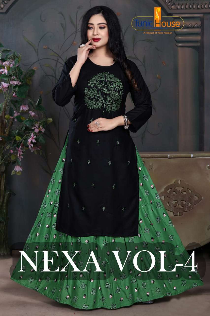 Tunic House Nexa-4 Series 1001-1010 Rayon Top With Skirt