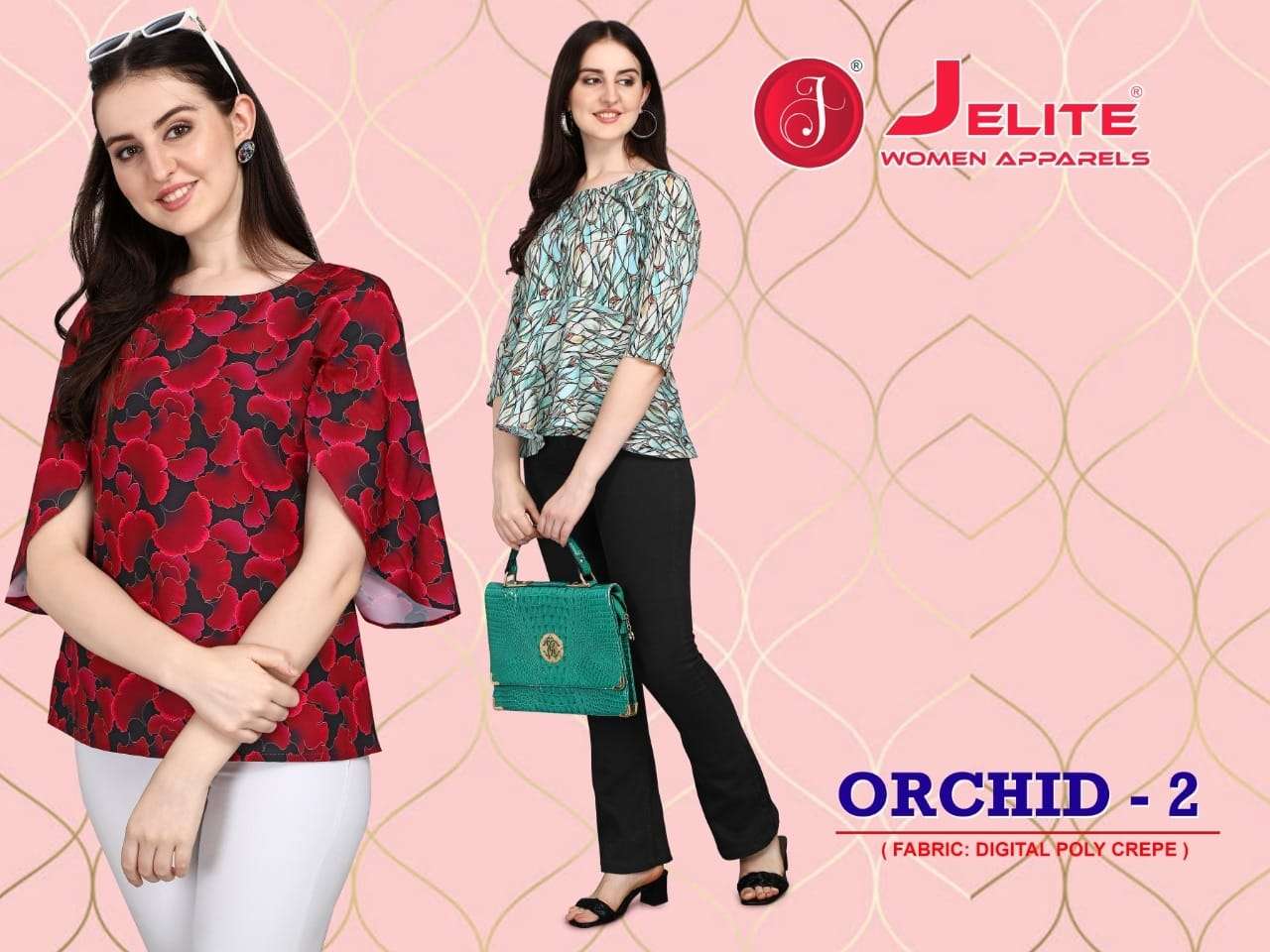 Jelite Orchid-2 Series 511-518 Digital Printed Poly Crape Short Tops