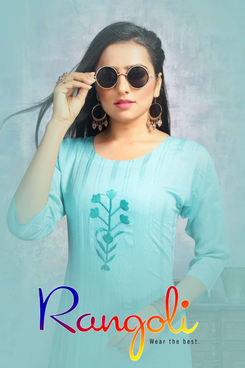 Rangoli By Fashion Talk Heavy Rayon Lurex With Sequence Work Kurti Catlog