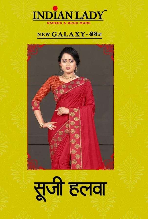 Indian Lady Present Suji Halwa Dola Silk Casual Wear Saree