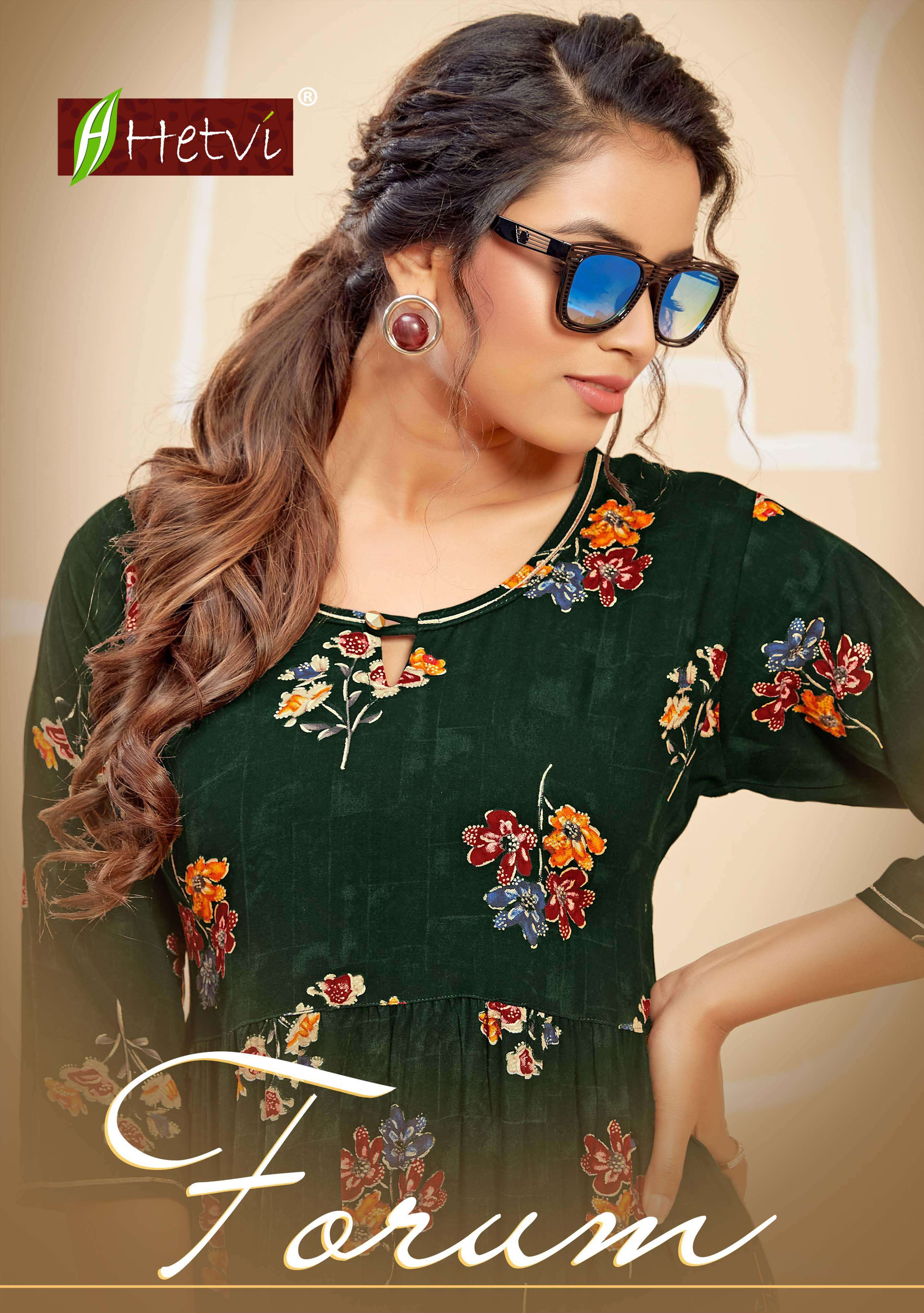 Hetvi Forum Series 1001-1006 Heavy Rayon Kurti Catlog Collections