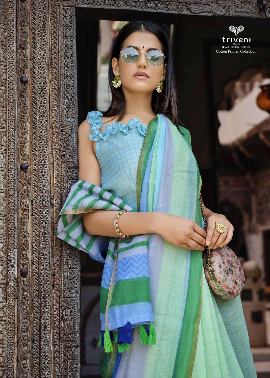 Muze Vol 3 By Triveni Cotton Linen Printed Saree Wholesaler