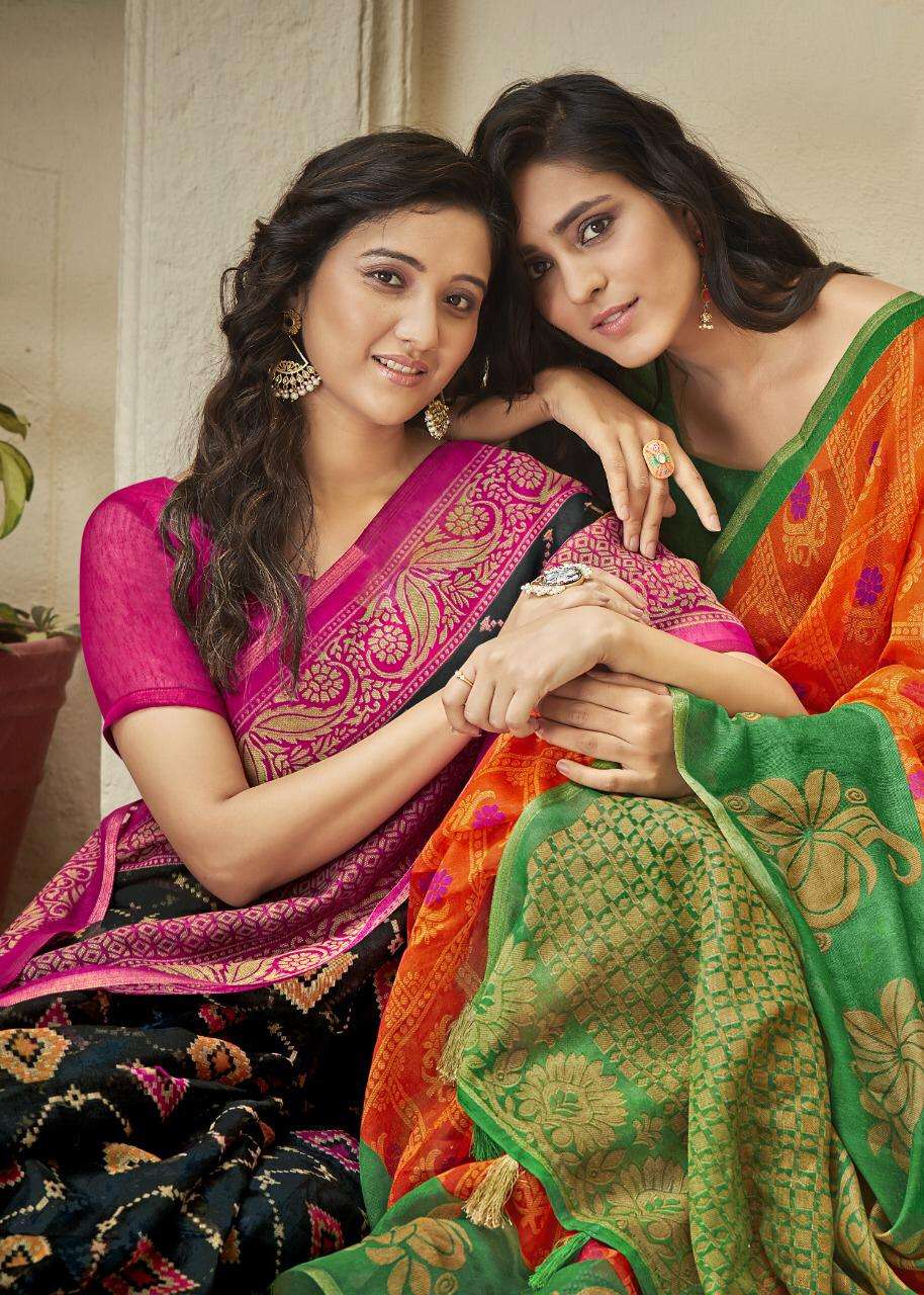 Shreyans Fashion Signature Stroke Linen Light Weight Saris Best Rates