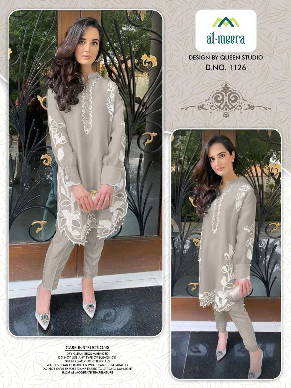 Al Meera 1126 By Queen Studio Georgette Exclusive Kurtis With Jam Satin Pant