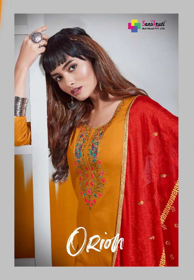 Sanskruti Orion Series 7513-7518 Pure Jam Silk Dresses
