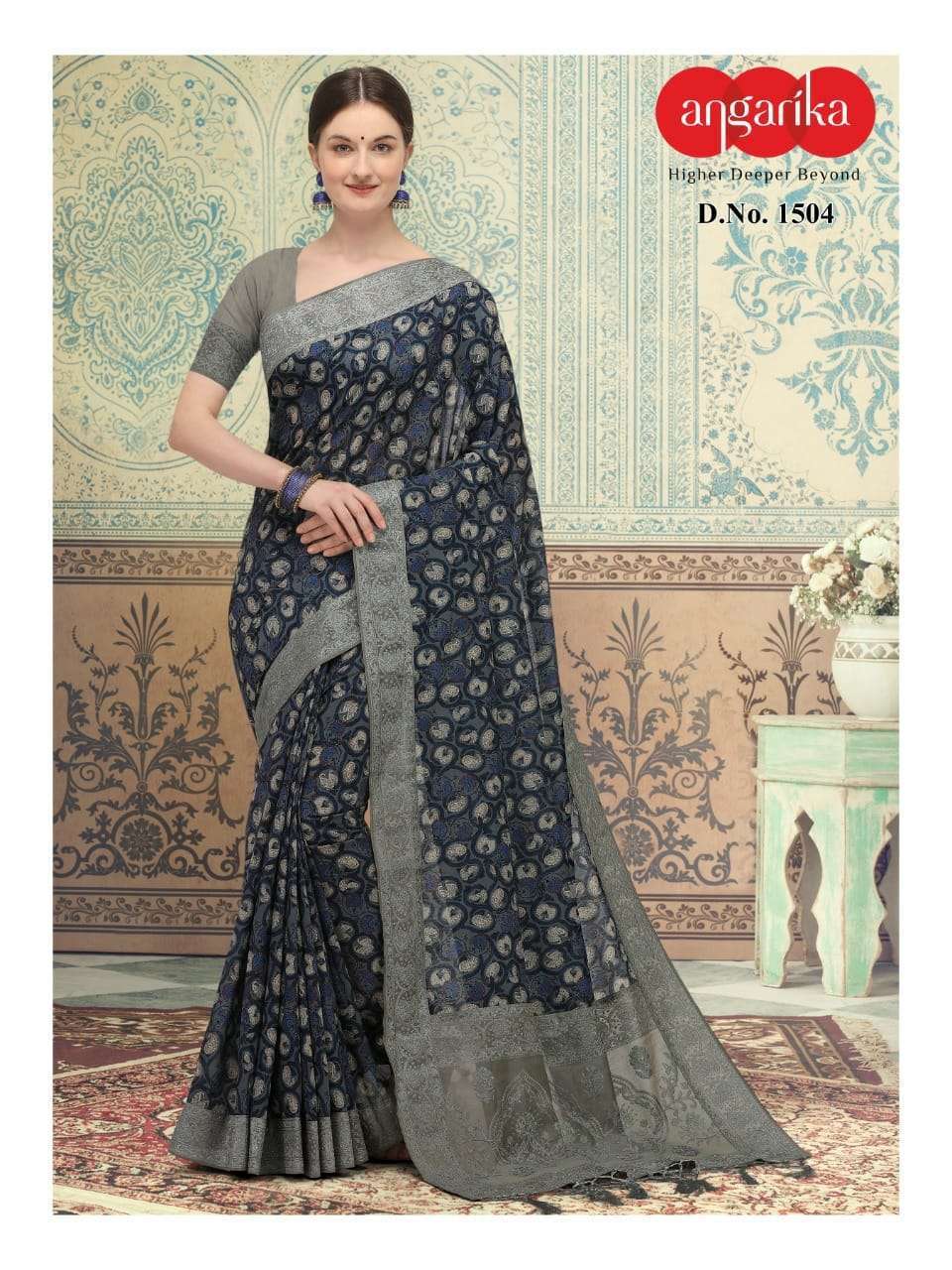 ANGARIKA 1501-1509 SERIES LAKHNAVI SILK PARTY WEAR SARIS WHOLESALER