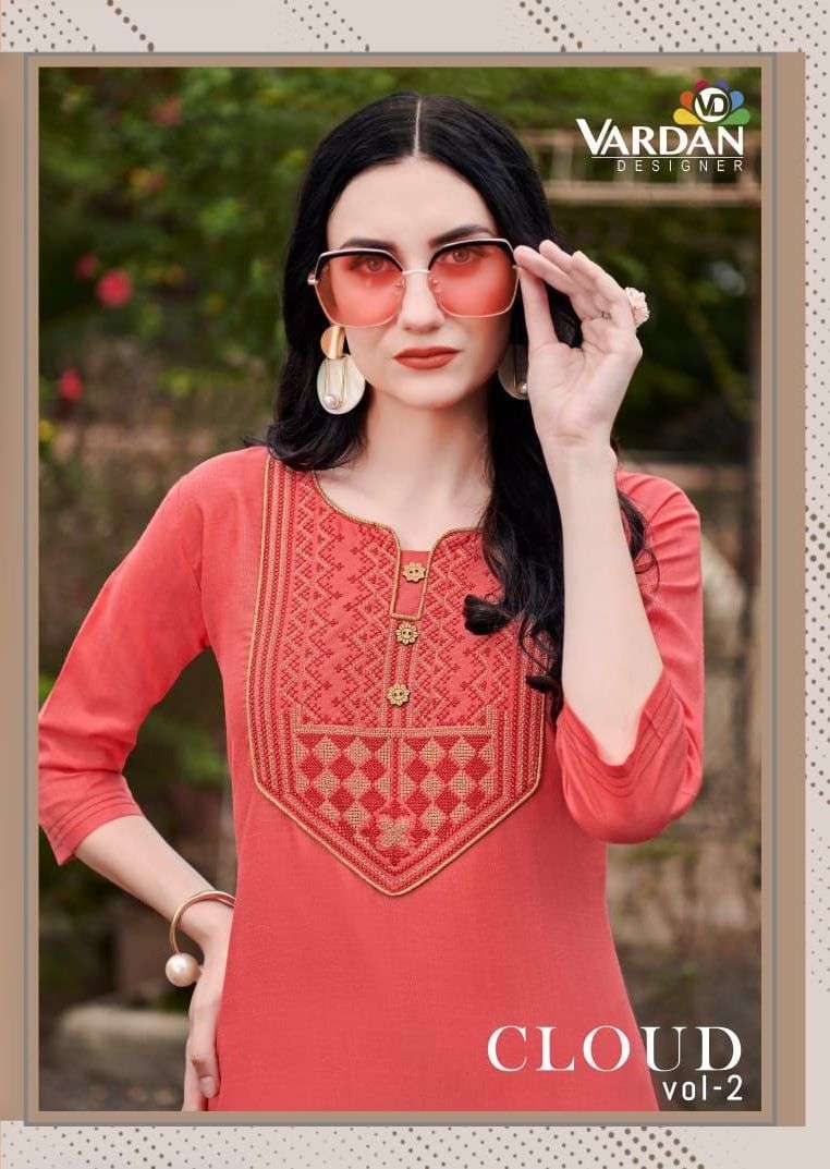 CLOUD VOL 2 BY VARDAN COTTON WORK DAILY WEAR FANCY KURTI