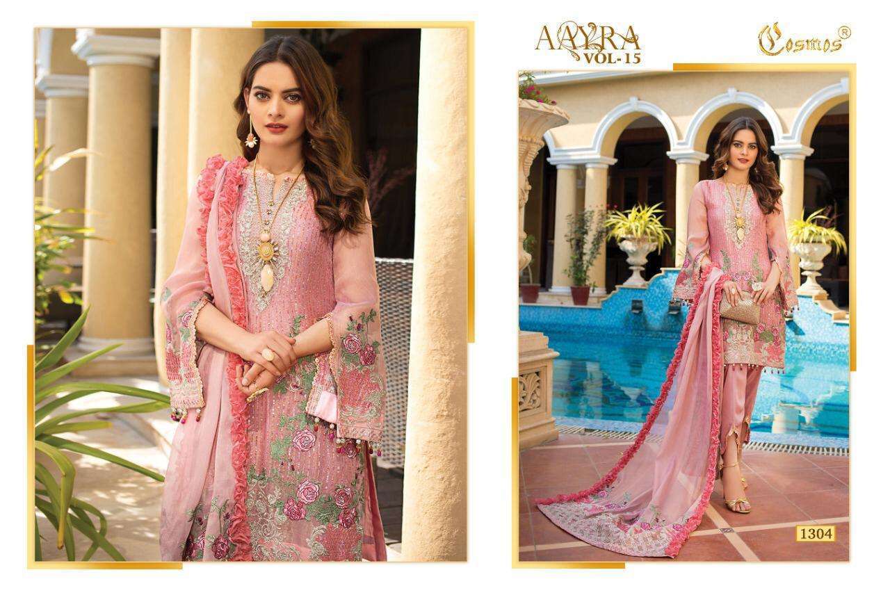 COSMOS FASHION AAYRA VOL 15 PAKISTANI EMBROIDERED DRESSES WHOLESALER