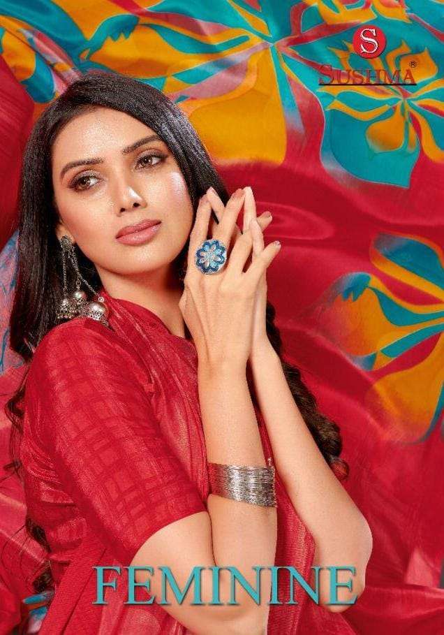 FEMININE BY SUSHMA PRINTED CRAPE DESIGNER SAREE