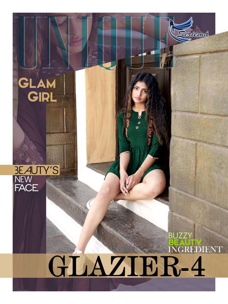 GLAZIER VOL 4 BY SERIEMA RAYON DESIGNER LADIES SHORT TOP SHORT KURTI