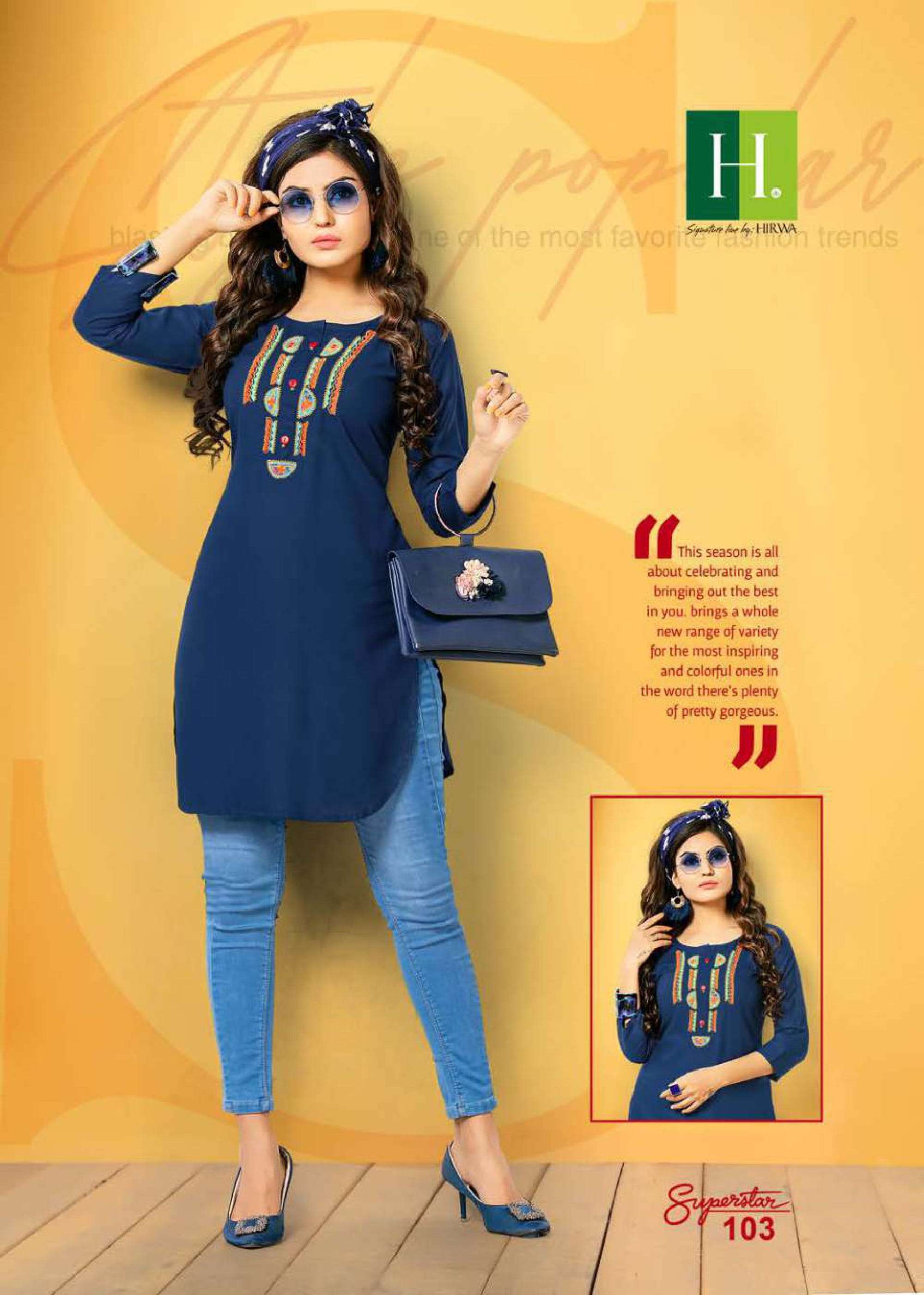 HIRWA FASHION SUPERSTAR RAYON READYMADE KURTI LOWEST COST ONLINE