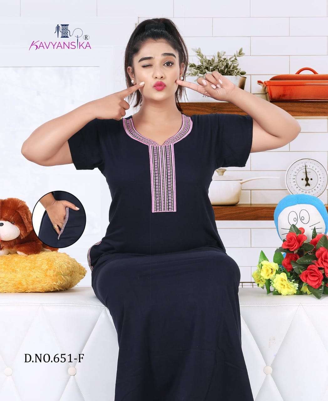KAVYANSIKA 651 COTTON EMBROIDERY WOMEN NIGHTY GOWN SUPPLIER