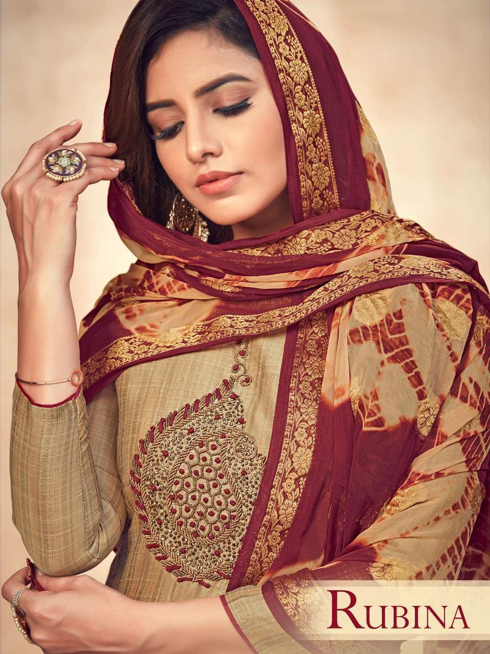RAGHAV ROYALS RUBINA SILK HANDWORK CHUDIDAR DRESS MATERIALS